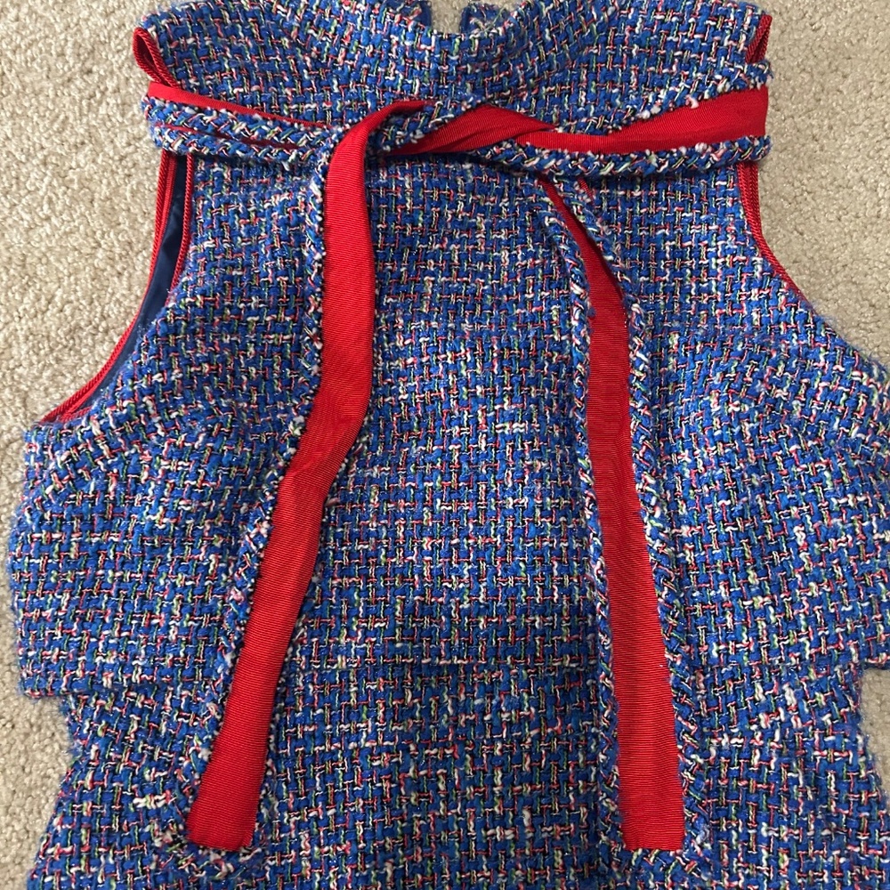 J Crew Tweed Tie-Neck Shift Dress-size 4P - Picture 2 of 4